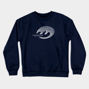 Pangolin with Common and Latin Names - dark blue and white animal design Crewneck Sweatshirt